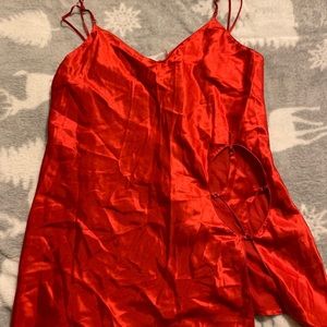 Red lingerie slip